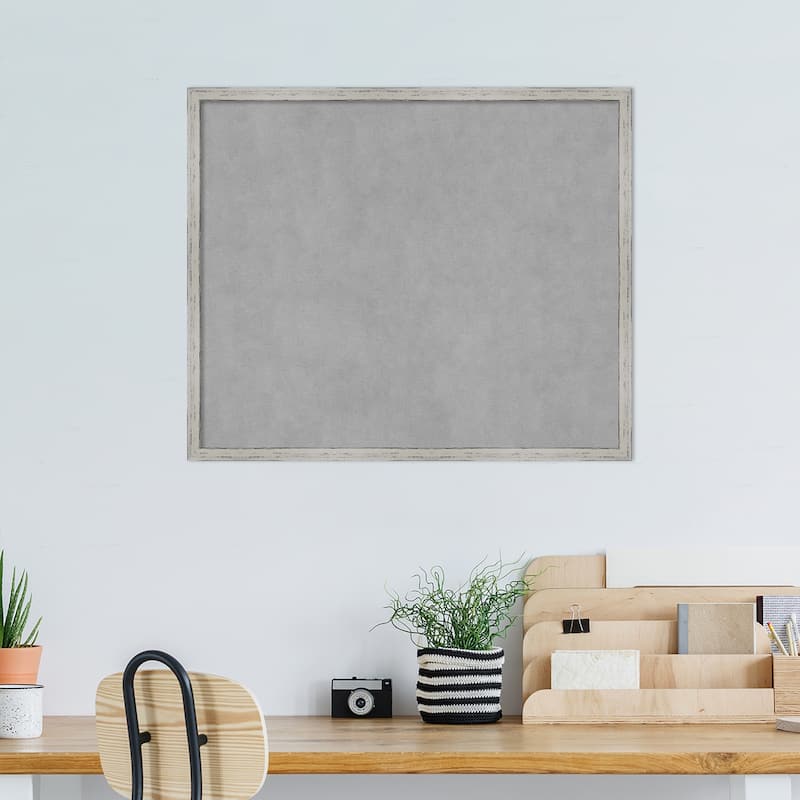 Amanti Art Shiplap White Narrow Framed Magnetic Board