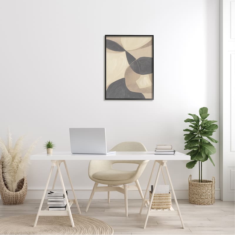 Stupell Modern Beige Boho Abstract Overlapping Shapes Framed Wall Art