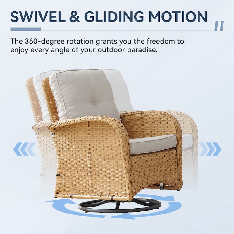 Gymojoy Patio Furniture Set Outdoor Wicker Swivel Glider Chairs Set