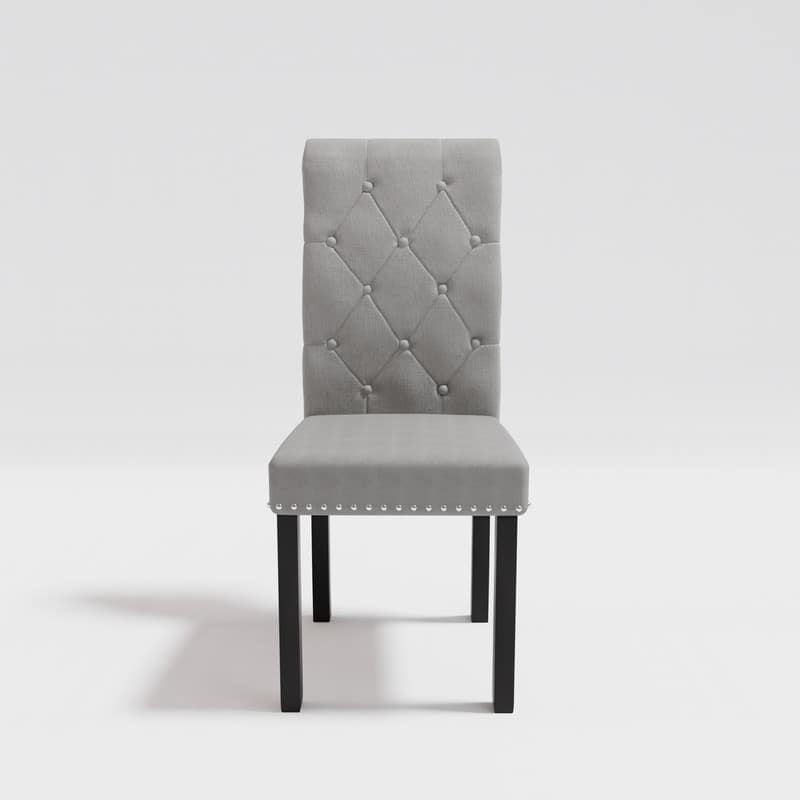 High-Back Tufted Nailhead Upholstered Dining Chairs (Set of 4)