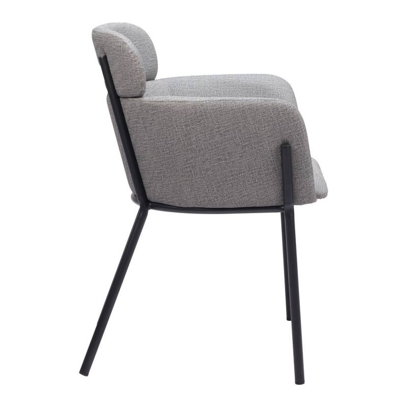 HomeRoots Set of Two Gray and Black Upholstered Faux Leather Dining Arm Chairs - 25.00 in. x 31.30 in. x 23.00 in.