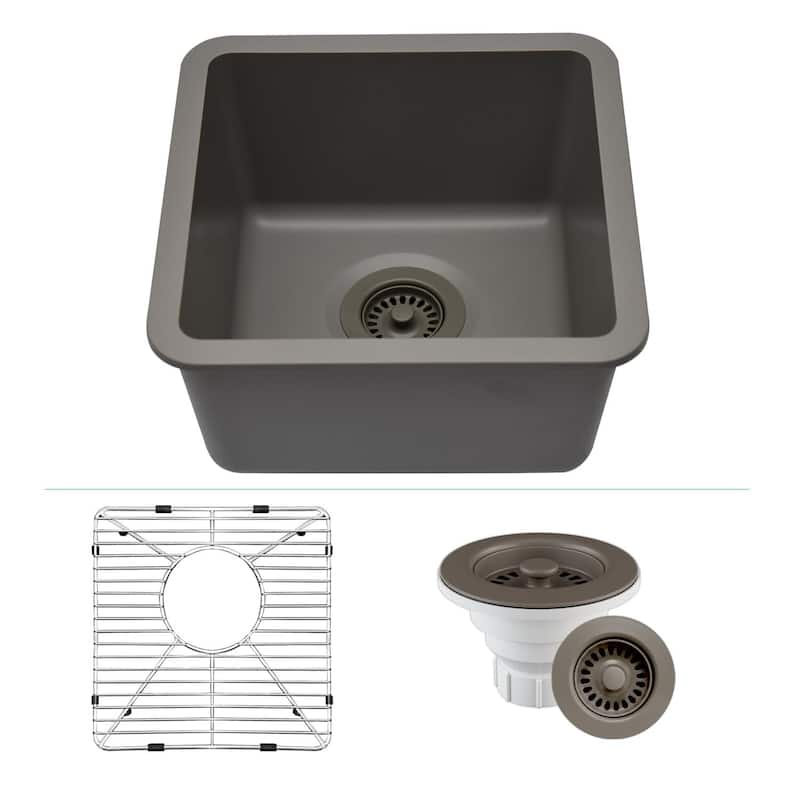 15" x 15" Quartz Kitchen Sink, Single Bowl Kitchen Sinks, Drop in Kitchen Sink, Granite Composite Kitchen Sink,... - 15"x15" - Galaxy Concrete