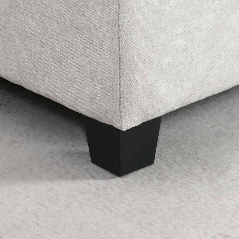 104" Chenille U-Shaped Sectional Sofa with 2 Acrylic Tables, USB Charging and Storage Ottoman