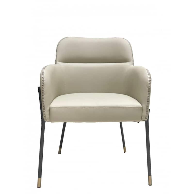 Stylish Grey and Black Upholstered Dining Chair with Metal Frame - 24.60” x 22.80” x 32.30”