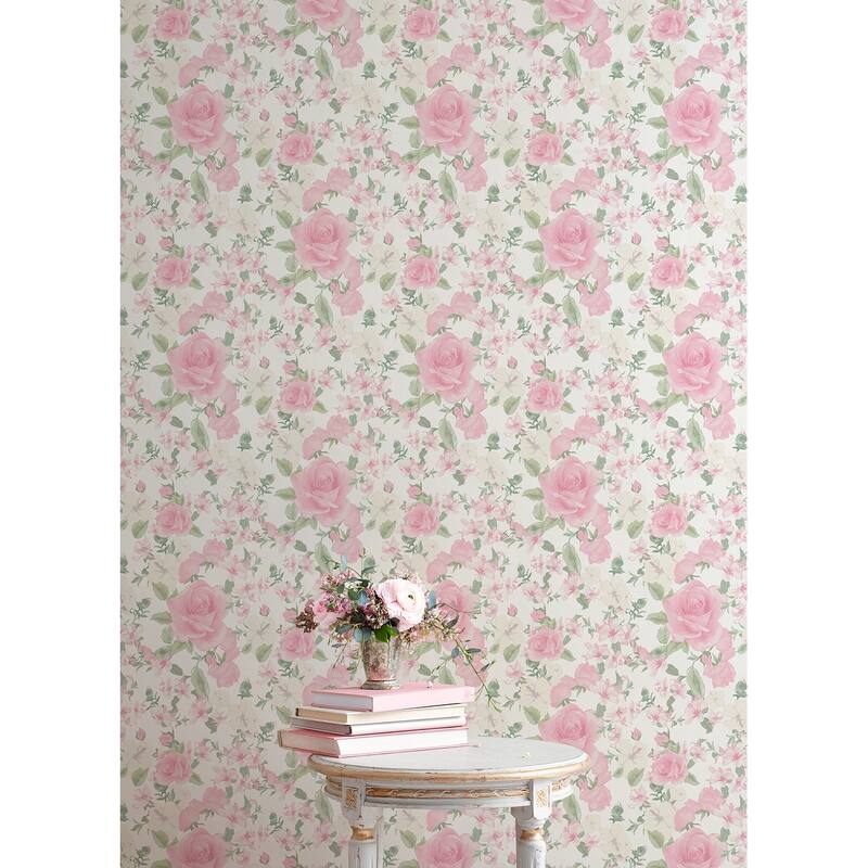 Sunset Harbor Rose Vida Rosa Roses and White Flowers Wallpaper