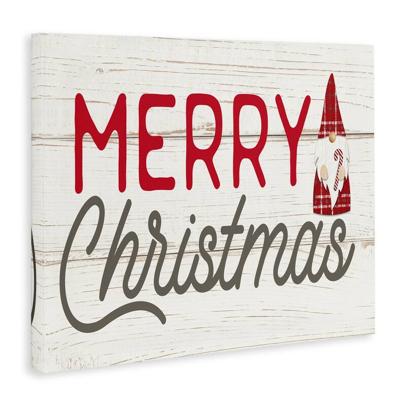 Stupell Merry Christmas Sentiments Festive Holiday Gnome Canvas Wall Art