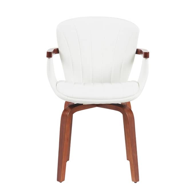Set of 2 Mid-Century Modern Bentwood Swivel Dining Chairs ， Heat-Pressed PU Leather Accent Chairs