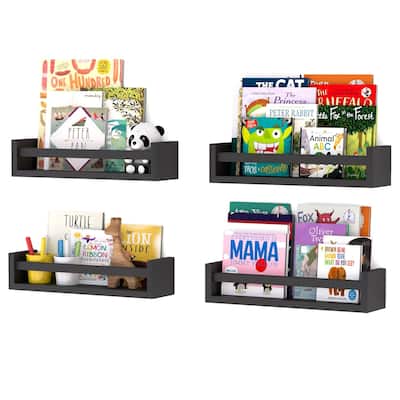 Wallniture Utah Wood Wall Shelves for Book and Toy Storage (Set of 4)
