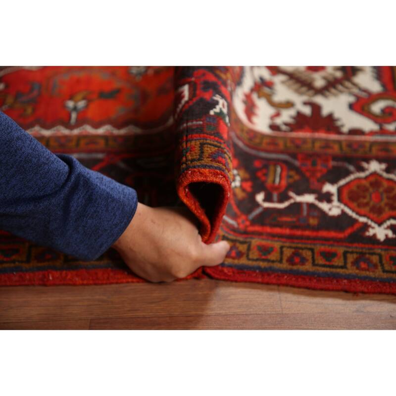 Hand Knotted Oriental 100% Wool Carpet Traditional Medallion Red Heriz Area Rug - 9' 8'' X 6' 7''
