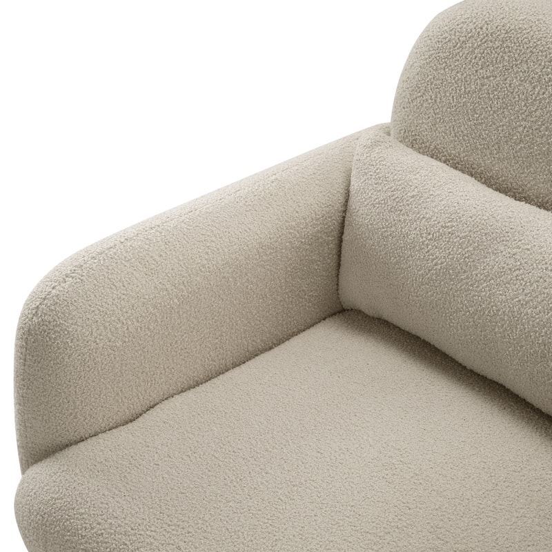 Silas 32.5" Boucle Accent Chair - 1 Matching Pillow, Attached Cushions