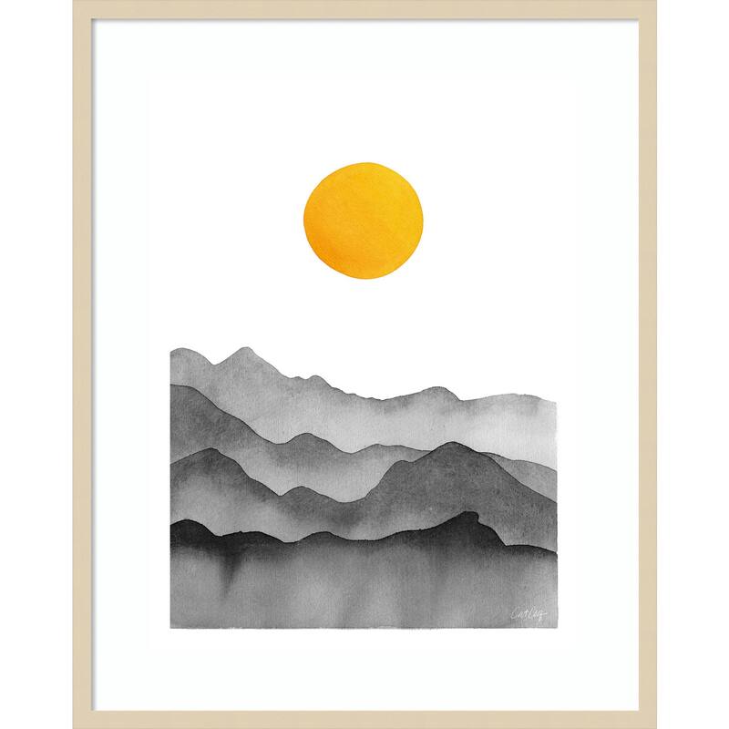 Black Yellow Mountain Range Silhouette by Cat Coq Framed Wall Art Print