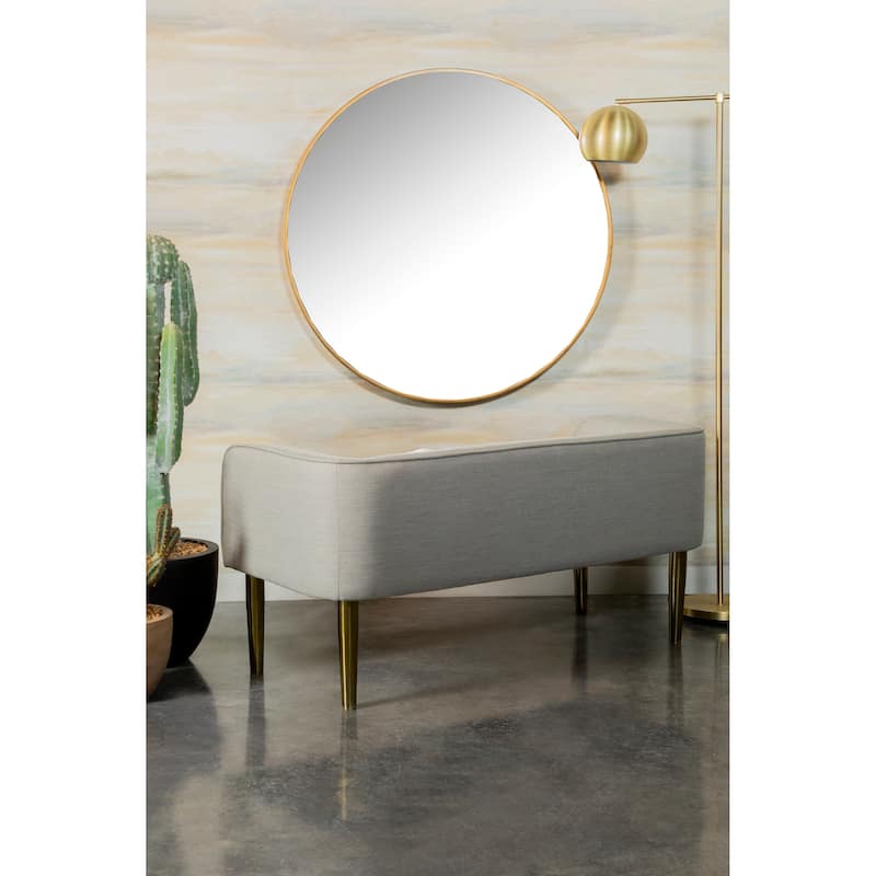 Mid Century Modern Design Light Grey Upholstered Accent Bench