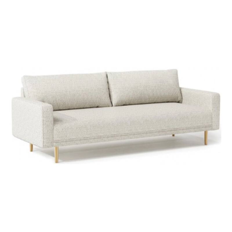 Remy Sofa, Off White Boucle, Bench Style Seat with Track Arms, 83 Inch