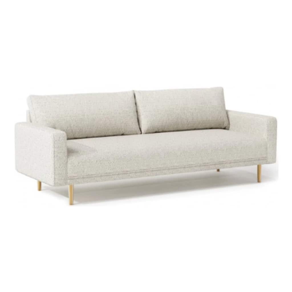 Remy Sofa, Off White Boucle, Bench Style Seat with Track Arms, 83 Inch