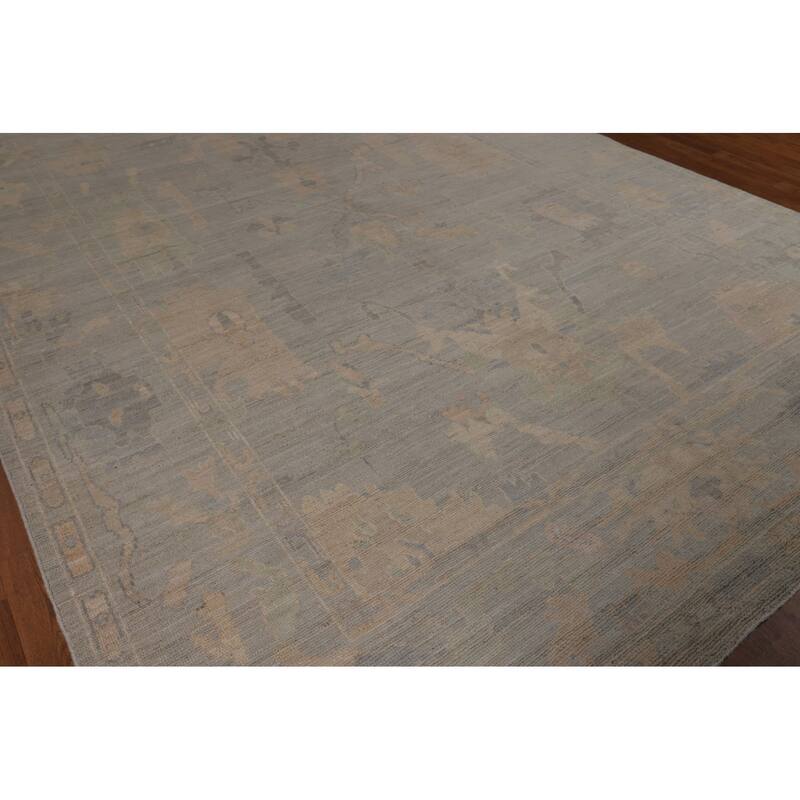 Floral Oushak Turkish Area Rug Hand-Knotted Wool Carpet - 9'2"x 11'8"