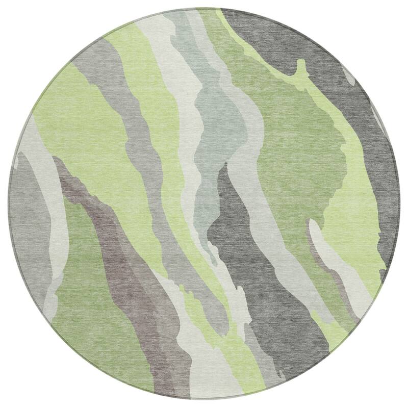 Machine Washable Indoor/ Outdoor Abstract Contemporary Chantille Rug