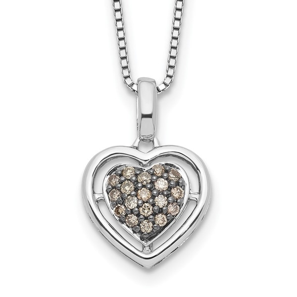 925 Sterling Silver Diamond Heart Pendant - On Sale - Overstock - 33478924