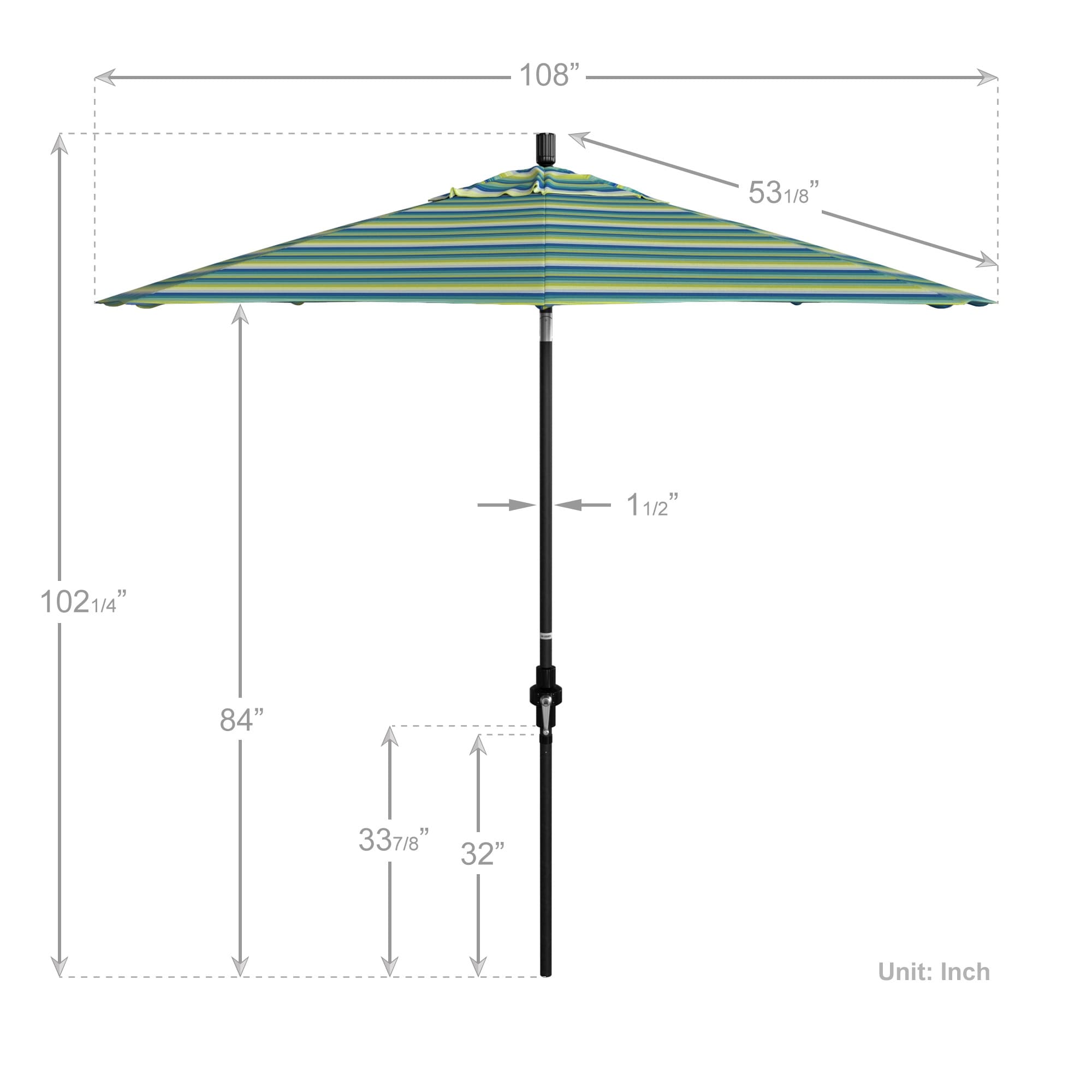 9 patio umbrella frame 6 rib 9ft Market Replacement Canopy Sage Green 54 300 denier polyester fabric for durability California Umbrella GSCU908302-5403 9 ft.