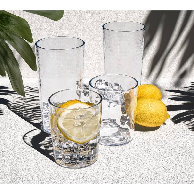 Abode Homewares Hammered Rustic Acrylic Drinking Glass - Clear - Set of 6