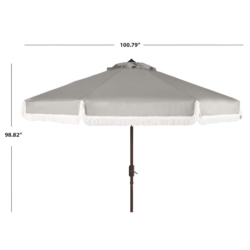 SAFAVIEH Ronette Fringe 9 Ft Crank Outdoor Umbrella