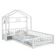 preview thumbnail 13 of 12, Twin Size House-Style Headboard Floor Bed with Fence Guardrails