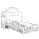 preview thumbnail 6 of 7, White Twin Size Pine Wood House-Style Headboard Floor Bed with Fence Guardrails without cushion
