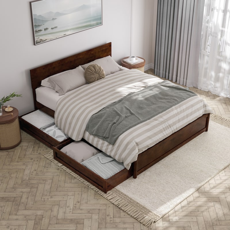 Wesley Platform Bed with Panel Footboard and Storage Drawers