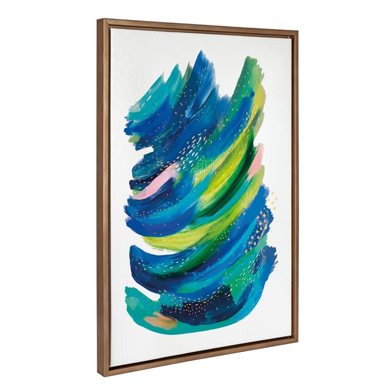 Kate and Laurel Sylvie Bright Abstract 2 Framed Canvas by Jessi Raulet of Ettavee - 23x33 - Champagne