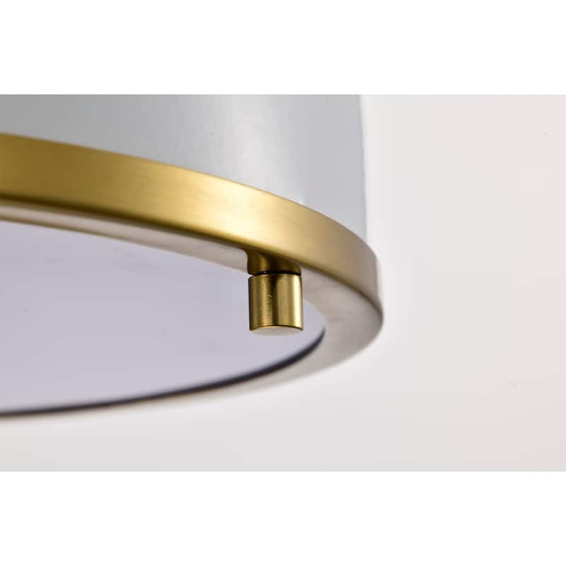 Rikko Brass Pendant Ceiling Lamp with White Hooded Brass Trim Shade - White-Brass