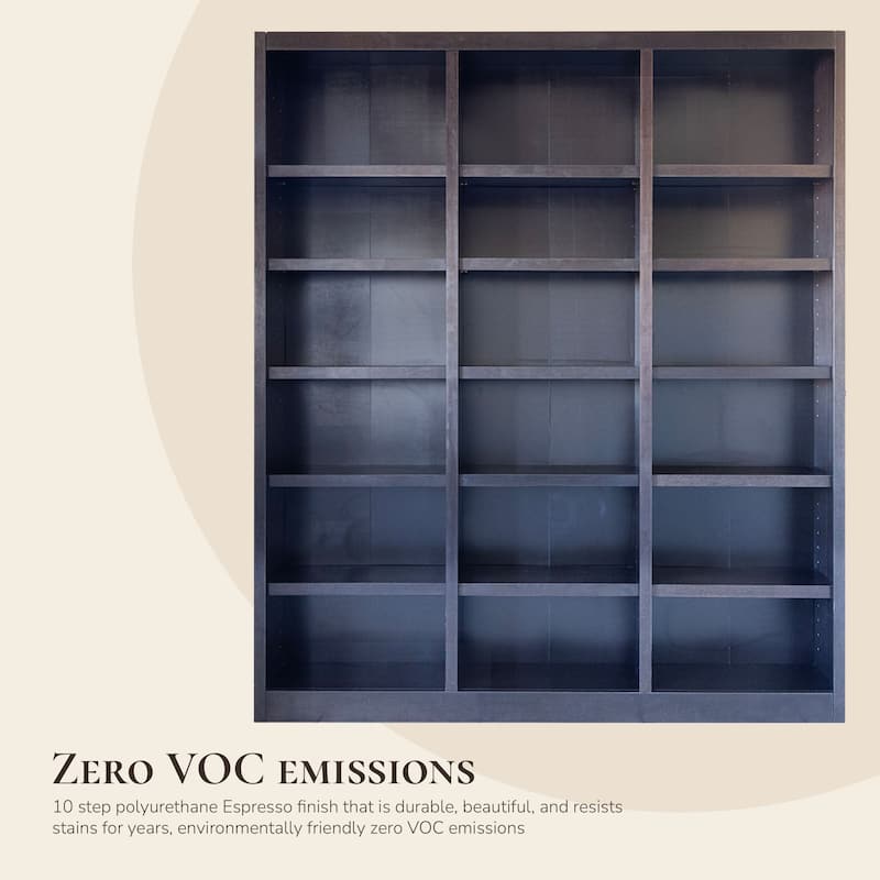 Concepts in Wood Bookshelf, 18 Shelf, Triple Wide, 84 inch Tall