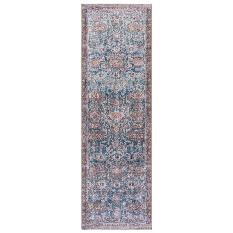 SAFAVIEH Vintage Heriz Nancy Machine Washable Rug - Blue/Brown - 2'6" x 8' Runner