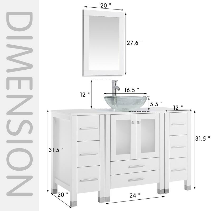 48" Bathroom Vanity with Sink Set Side Cabinet Combo
