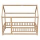 preview thumbnail 8 of 6, Twin Wooden House Bed Floor Bed with Wood House Roof Frame and Safety Guardrails for Toddler Kids Bedroom, No Box Spring Needed