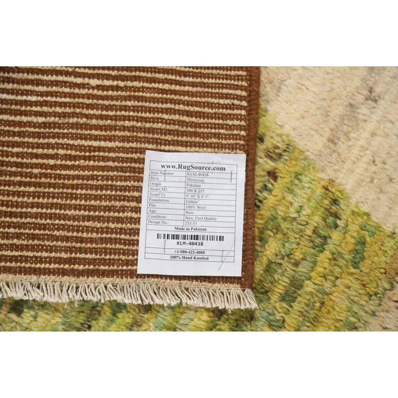Moroccan Oriental Rug Hand-Knotted Bedroom Wool Carpet - 8'5" x 9'10"