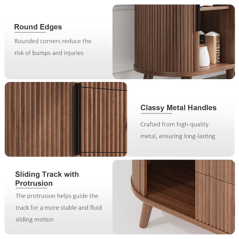 Meyreso Fluted Sideboard Buffet Cabinet with Storage