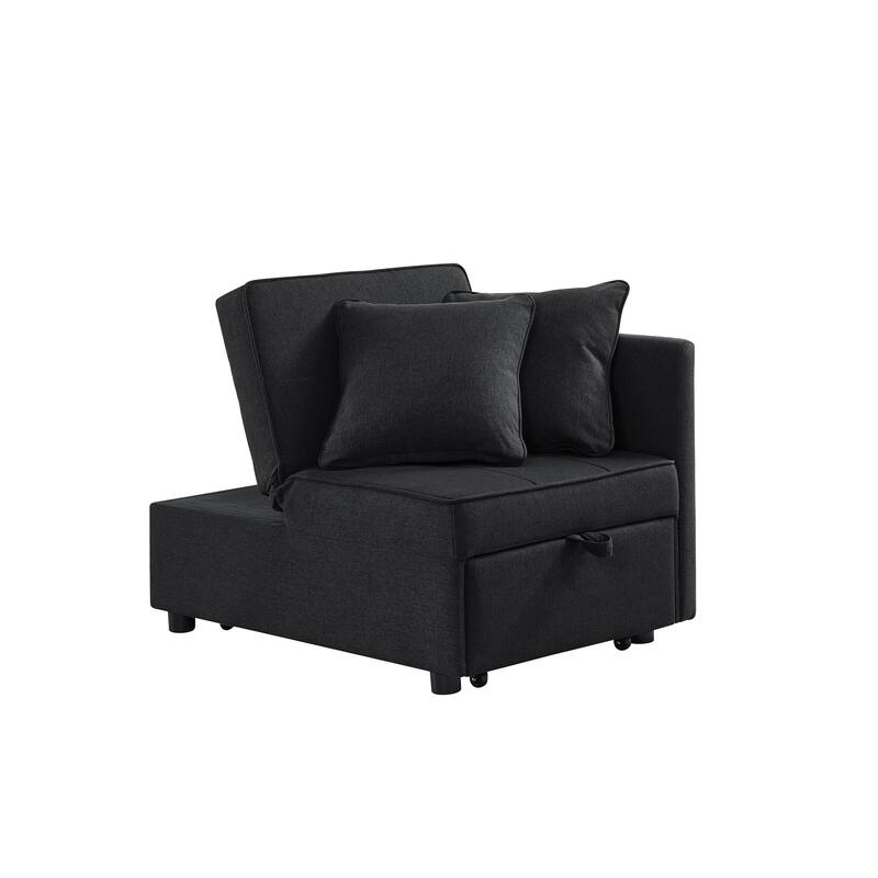 4-in-1 Sofa Bed - Convertible Recliner with Wood Frame