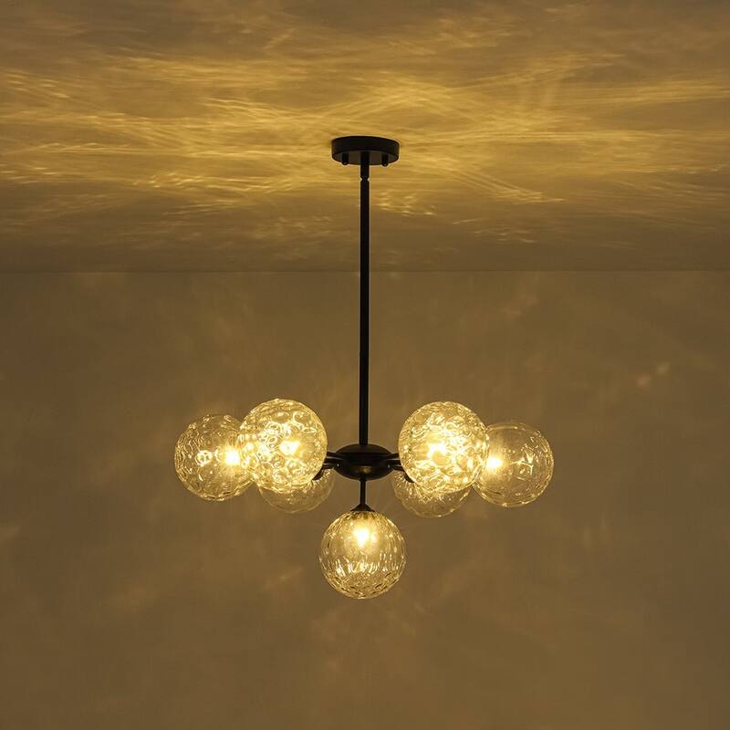 Contemporary Water Glass Bubble Round Tiered Chandelier 25.6 in