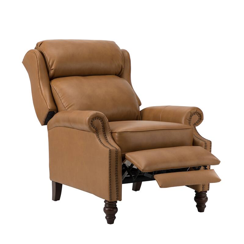 Noemon Modern Genuine Leather Recliner with Nailhead Trims Set of 2 by HULALA HOME