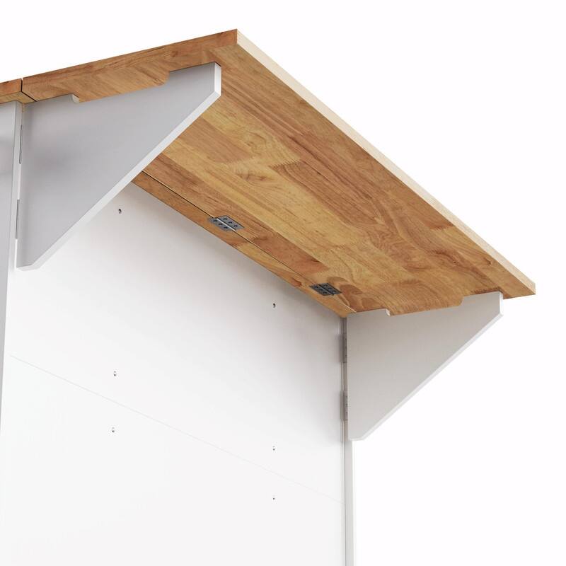 54" Rolling Kitchen Island Cart with Rubberwood Drop Leaf, 4 Doors & 3 Drawers