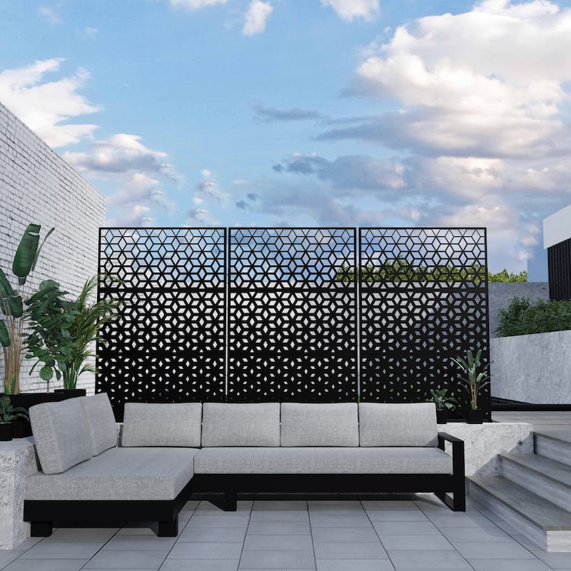 Metal Privacy Screen Wall Decoration Free Standing-6.3 ft. H X 4 ft. W