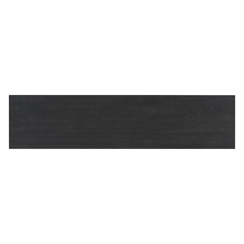 59.8" MDF Console Table With Natural Wood Veneer with V-Shaped Base for Living Room