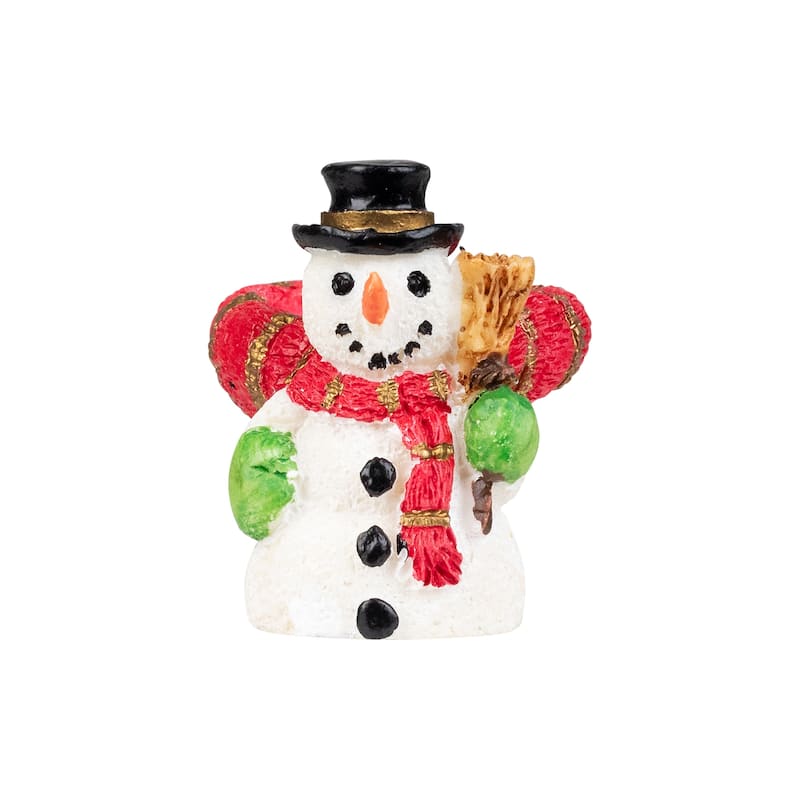 Smiley Snowman with Top Hat Christmas Taper Candle Rings - 1.5" - Set of 8