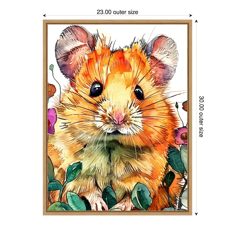 Hamster by Justyna Jaszke Framed Canvas Wall Art - 23 x 30 in