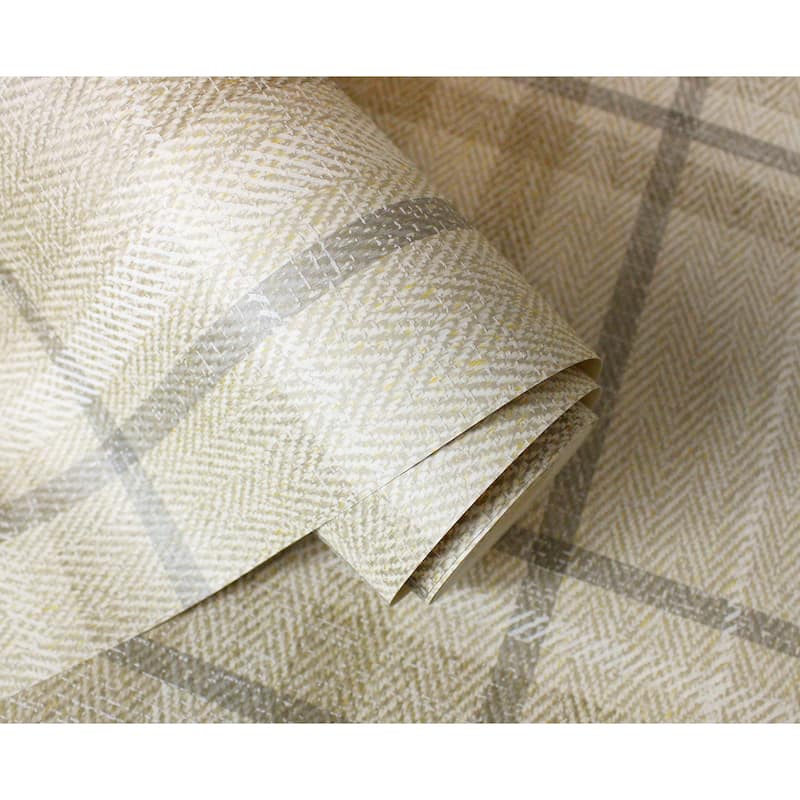 Fine Decor Harris Light Brown Plaid Chevron Wallpaper