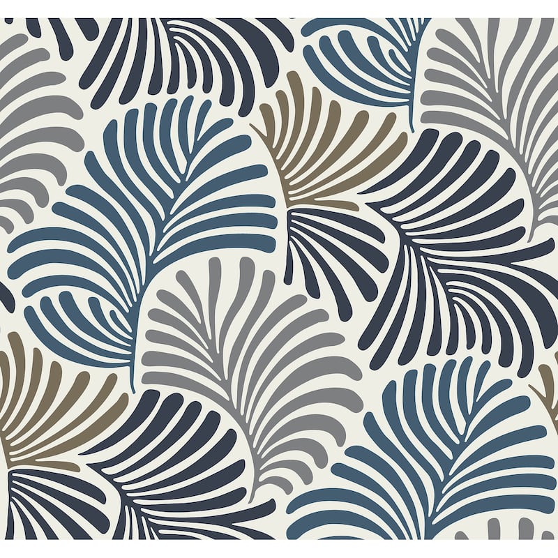 Scott Living Trousdale Dark Blue Fanning Flora Wallpaper