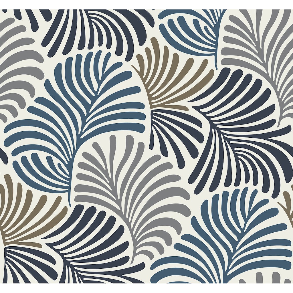 Scott Living Trousdale Dark Blue Fanning Flora Wallpaper