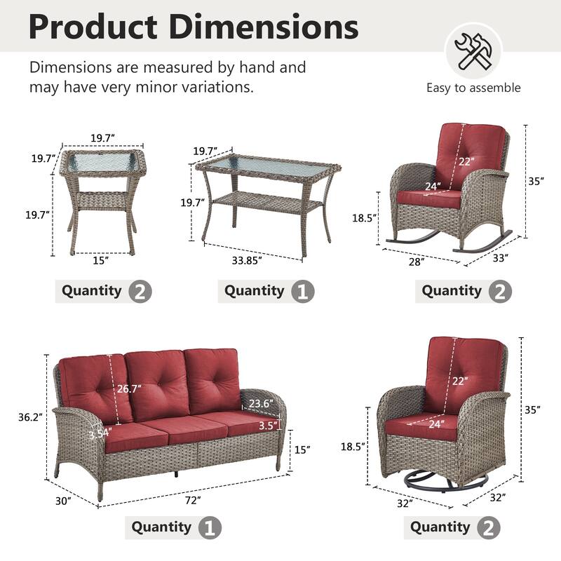 Gymojoy Outdoor Wicker Patio Furniture Sofa Chair Set Weather-Resistant