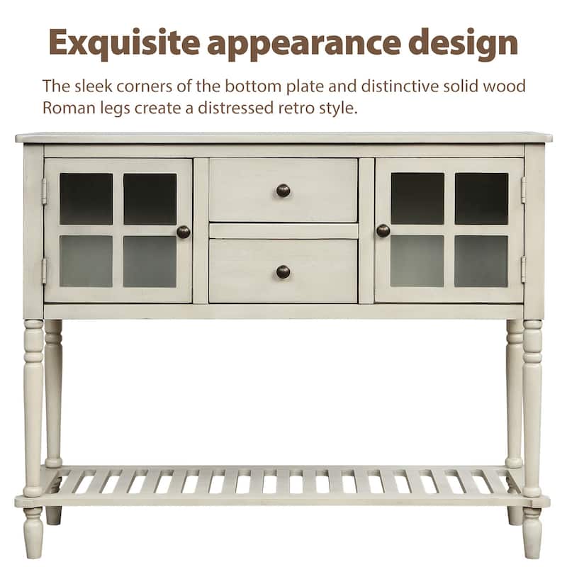 Farmhouse Sideboard Buffet Storage Cabinet with Bottom Shelf for Living Room