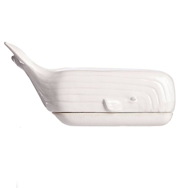 8.50" White Whale Butter Dish With Cover