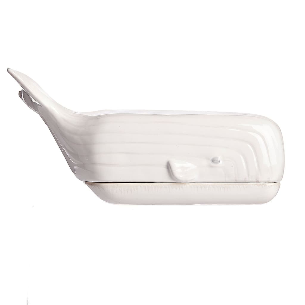 8.50" White Whale Butter Dish With Cover